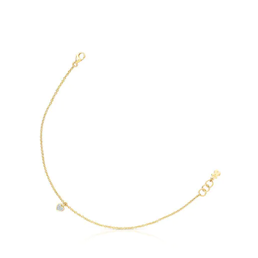 Pulseira de ouro e diamantes com motivo de coração para o Dia dos Namorados.