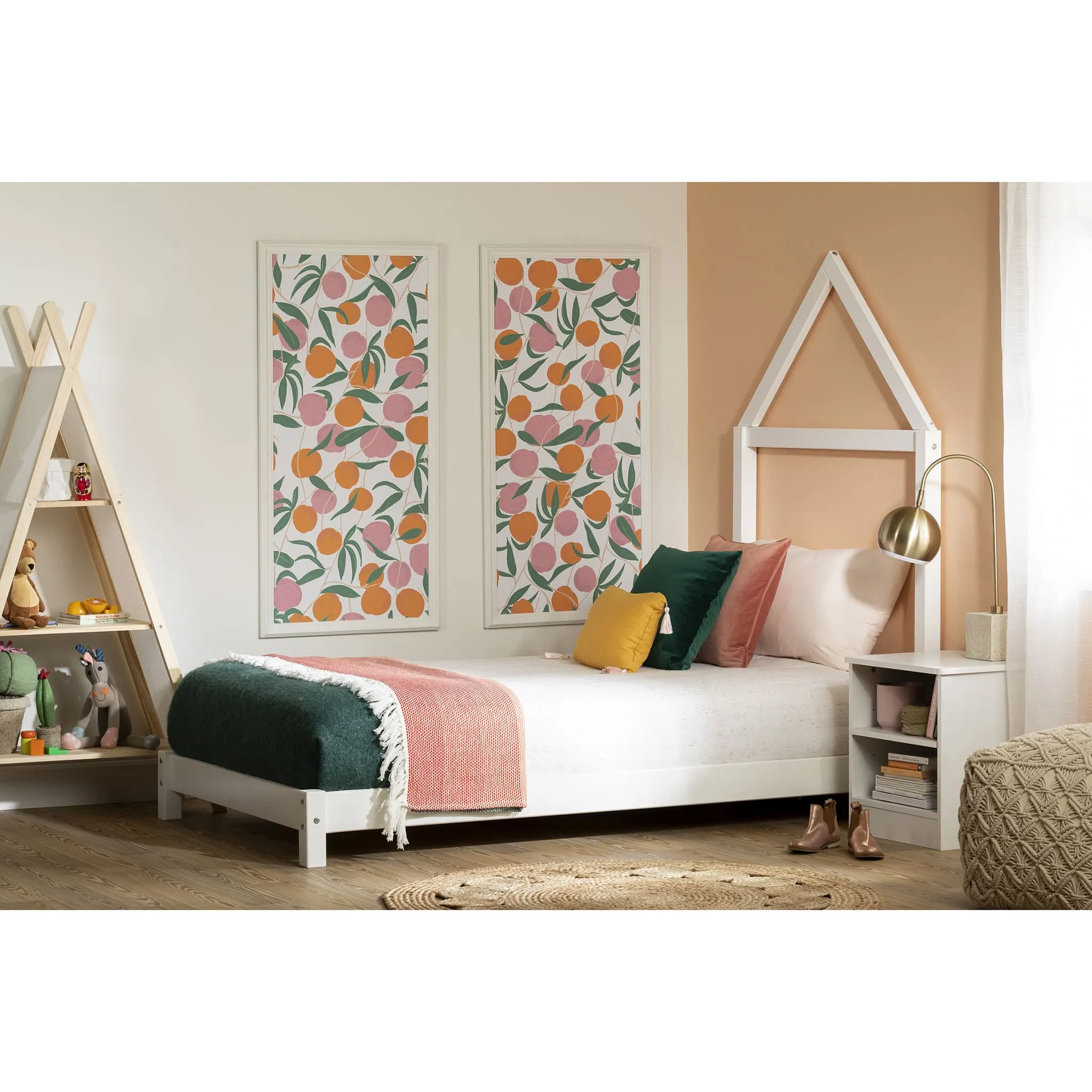 South Shore Lit avec Tête de Lit Maison Sweedi - Blanc Solide