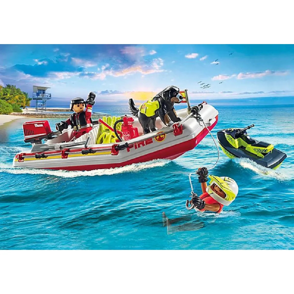 Playmobil® Playmobil 71464 Bateau de Pompier et Scooter