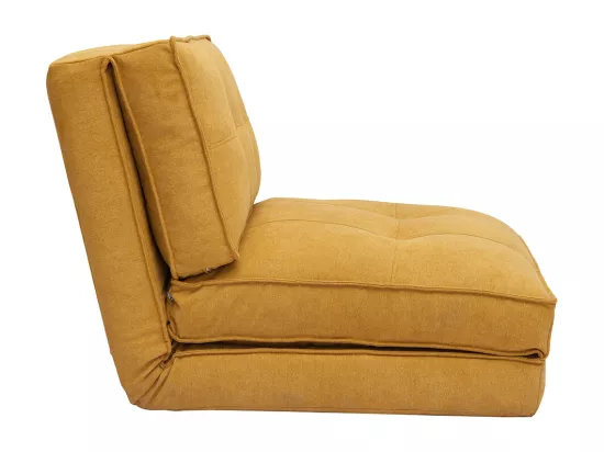 Chauffeuse 1 place convertible en tissu effet velours jaune moutarde SALLY
