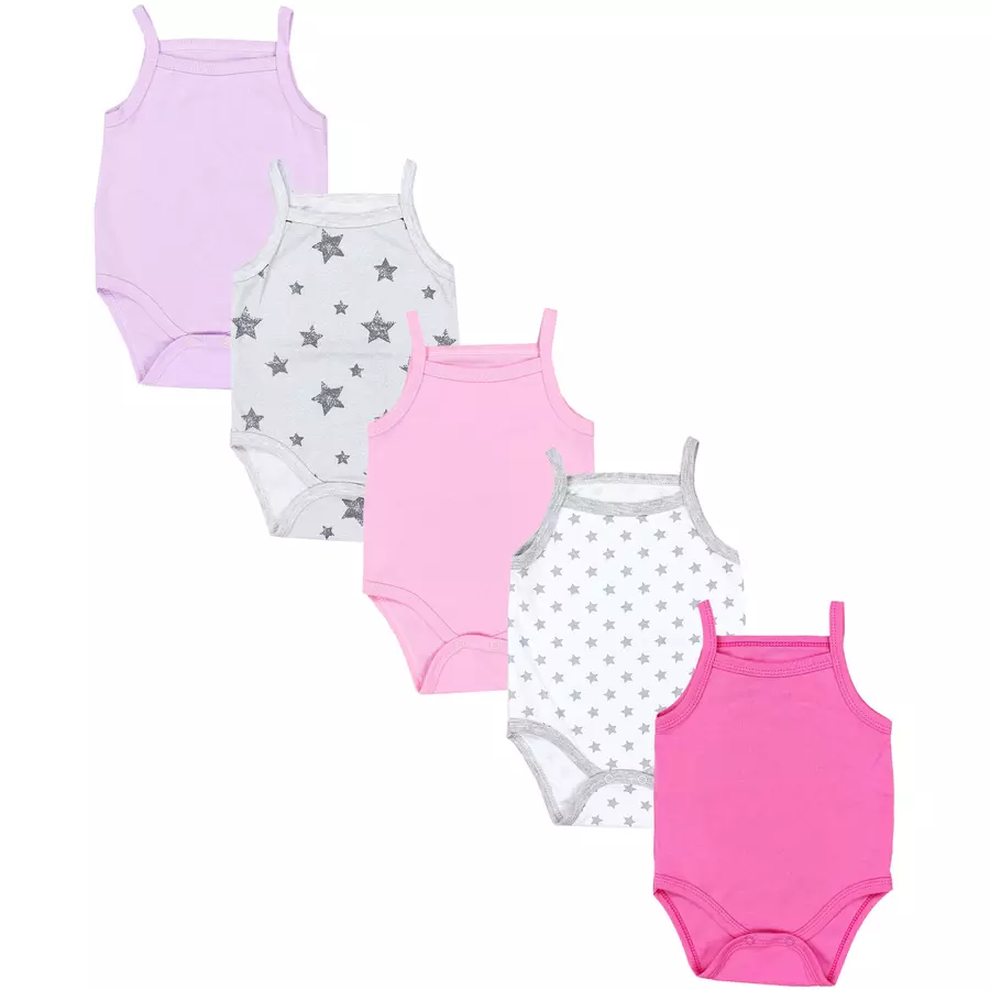 TupTam Mädchen Babybody mit Spagettiträger Sommer 5er Pack pinklila
