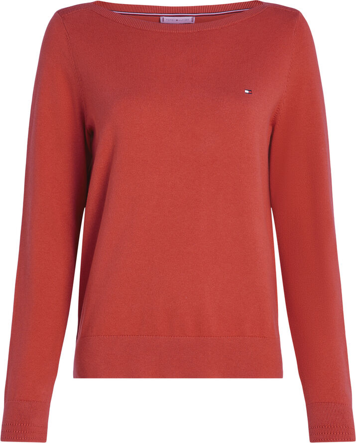 Tommy Hilfiger CO JERSEY STITCH BOAT-NK SWEATER Terra red