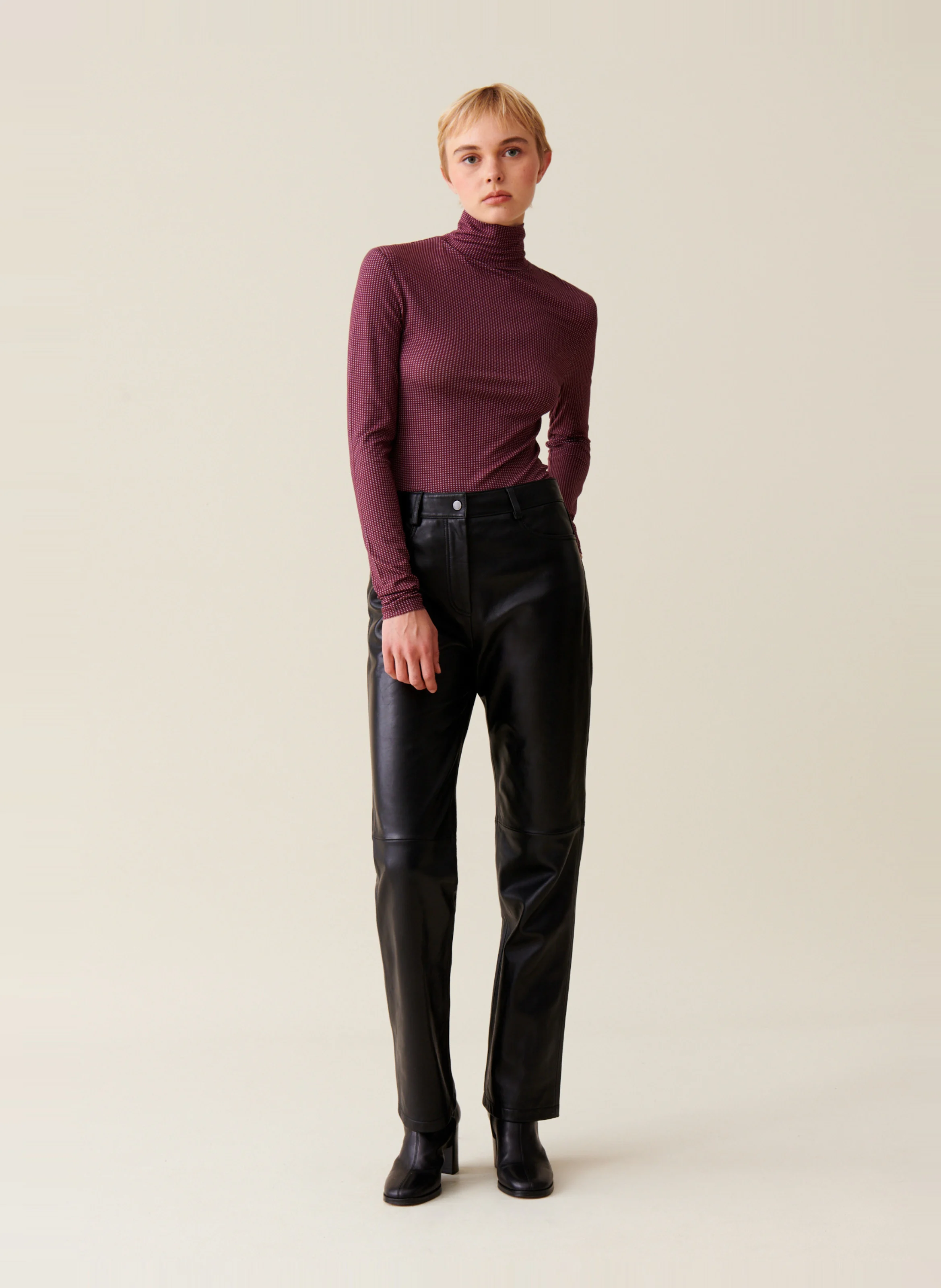 Top col cheminée ajusté | Rose