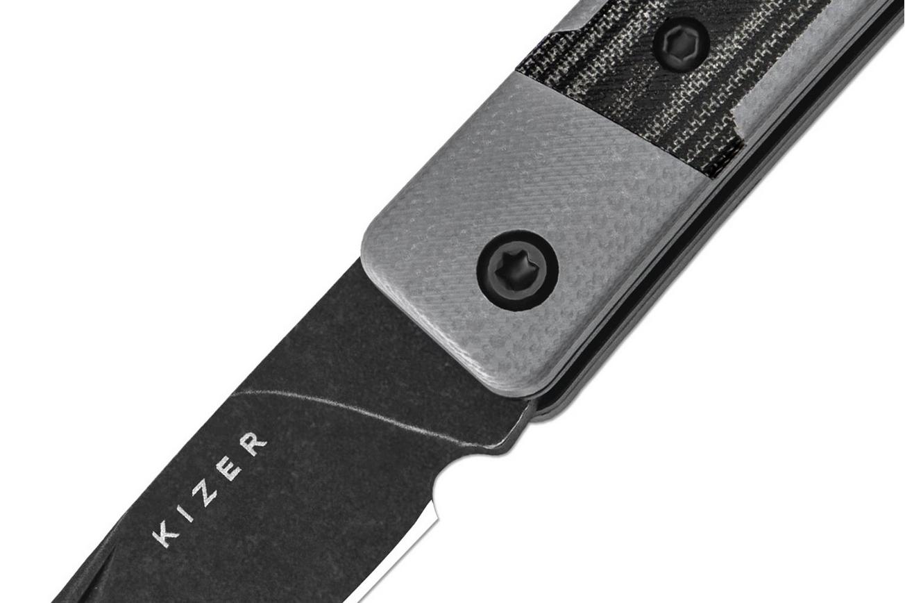 Kizer Little Grand V2670A2 Blackwashed Nitro-V, Grey G10 Black Micarta, zakmes, Jonathan Styles design