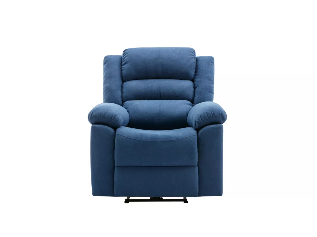 Canapé 3 places et fauteuil relax électrique en tissu bleu BUROLO