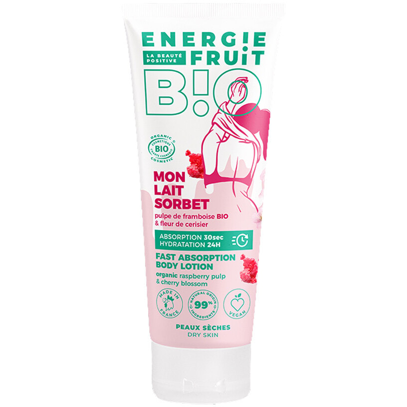 Lait sorbet hydratant bio - Framboise & fleur de cerisier - Peaux sèches - 200 ml