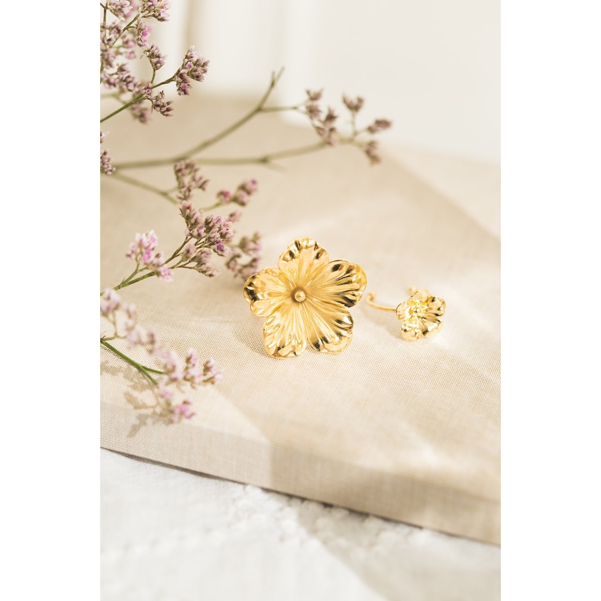 maxi bague fleur doré à l'or fin - GAÏA