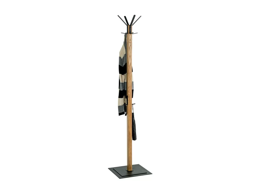Porte manteau en chêne et métal noir - H180 cm