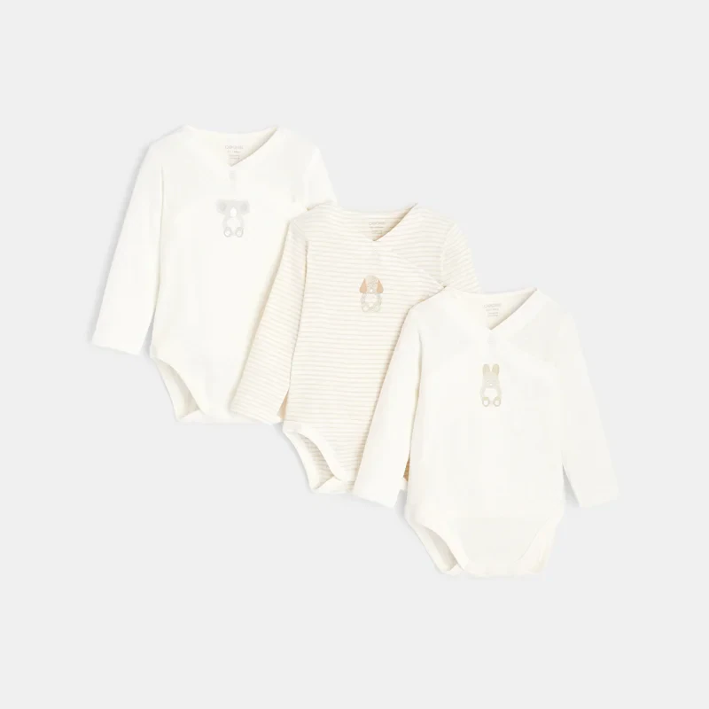 Body croisé animaux brillants (lot de 3) blanc naissance Blanc