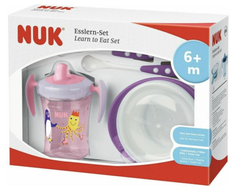 Nuk Learn to Eat Set 6m+ Girls (10.225.273), 4pcs - Ecru