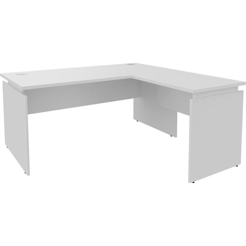 Bureau d'angle Intuitiv réglable en hauteur avec retour simple positionnable droite/gauche L160 x P160 cm blanc