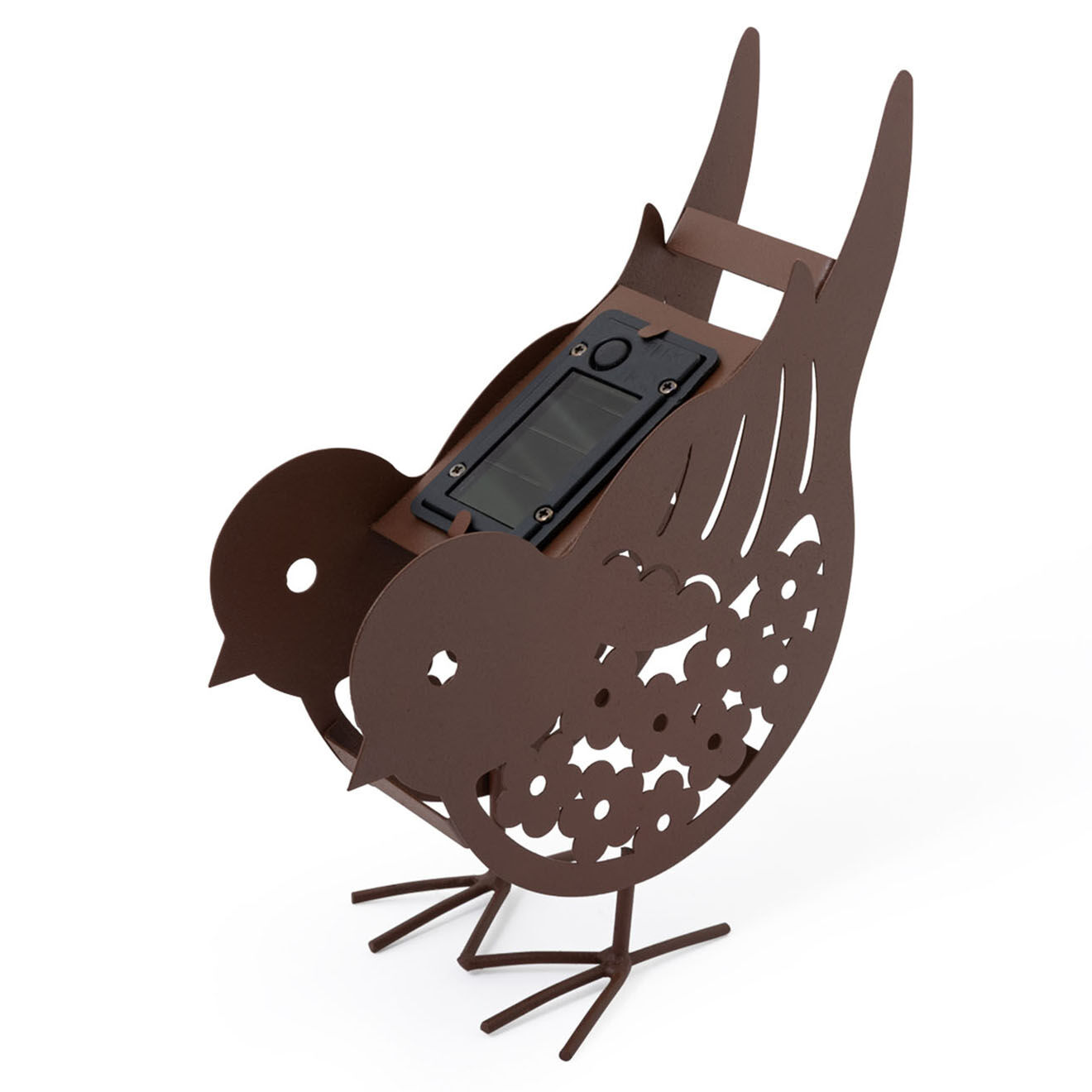 Pratik Garden 2 Lampes oiseaux solaires marron - 20x7x16 cm