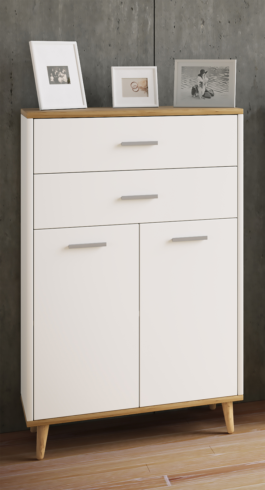 Seitenschrank LANDOS - weiß-Honig-Eiche - 60 cm