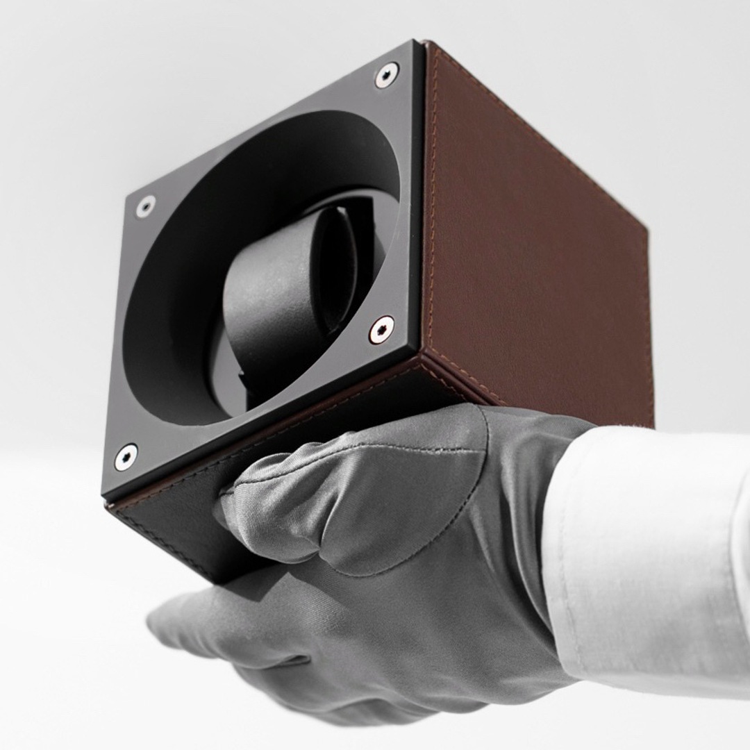 SwissKubik Masterbox Leder Dunkelbraun - 1 Uhr