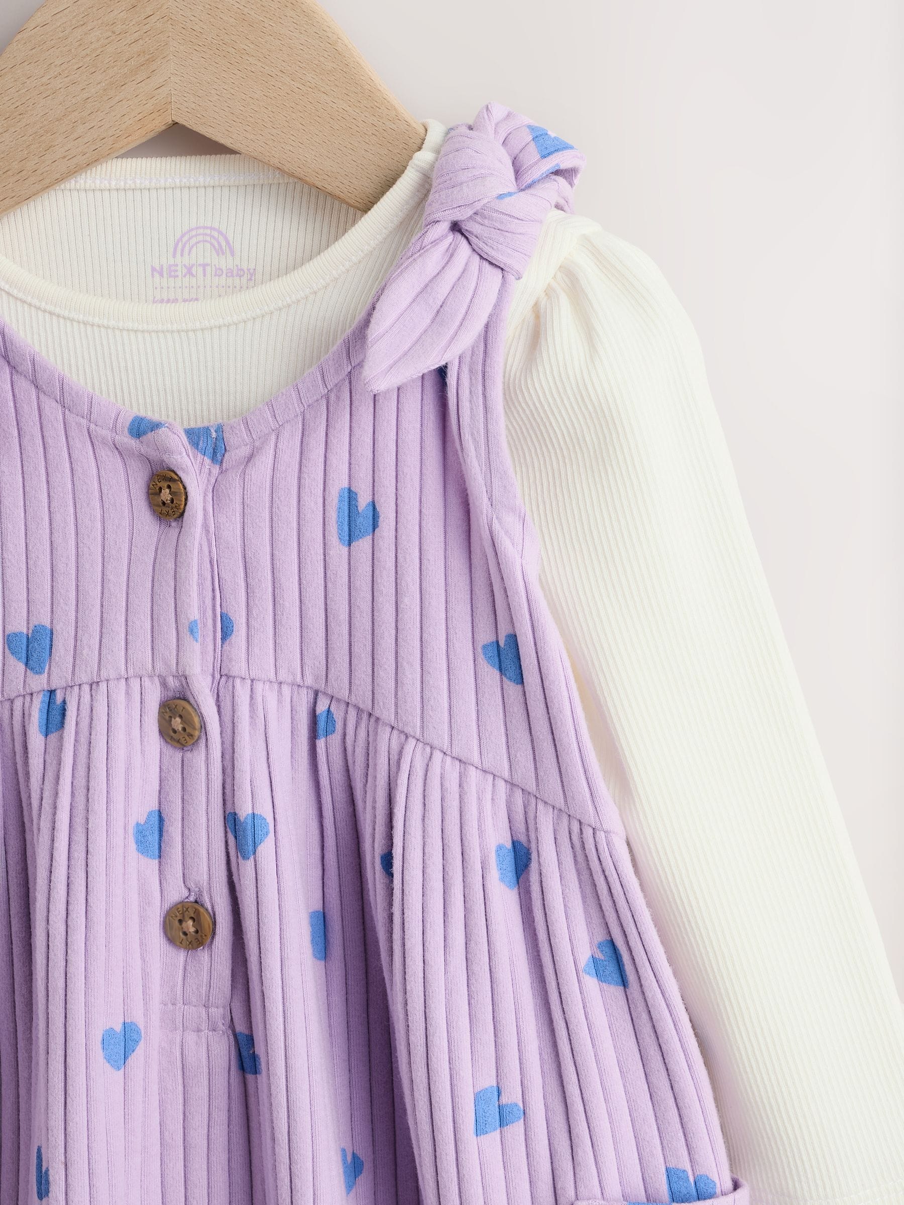 Paars hartjes - Baby Jersey Bretelbroeken en Bodysuit 2 Pieces Set (0mnd-2jr)