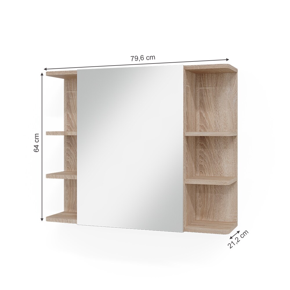 Vicco Spiegelschrank Badspiegel Wandspiegel Fynn Sonoma 80x64 cm modern Spiegel Badmöbel