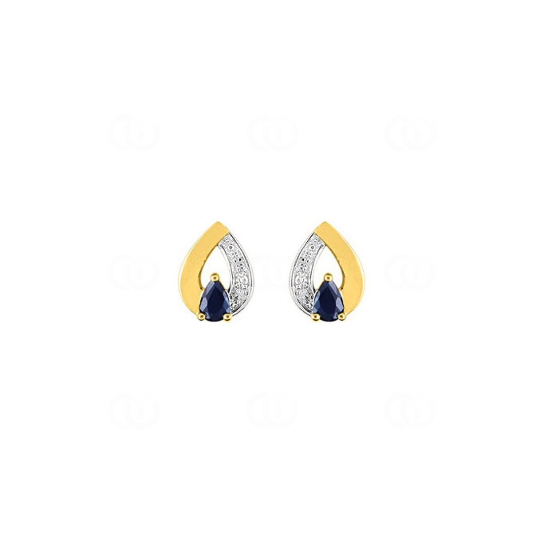 Ohrstecker 750/18 K Gelbgold mit Saphir und Diamant 0.01ct.