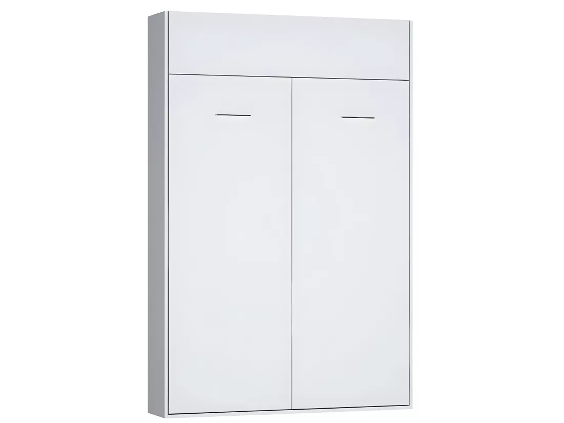 Armoire lit escamotable DYNAMO blanc mat Ouverture assistée et pied automatique, couchage 140*200 cm