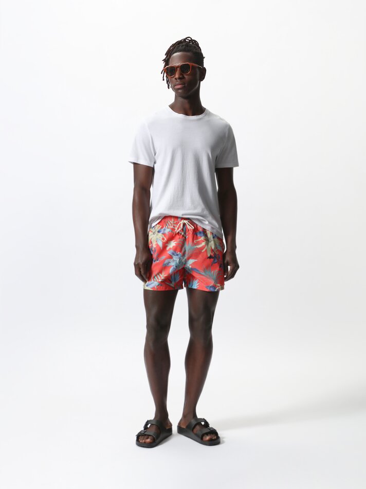 Maiô com estampa floral - Vermelho