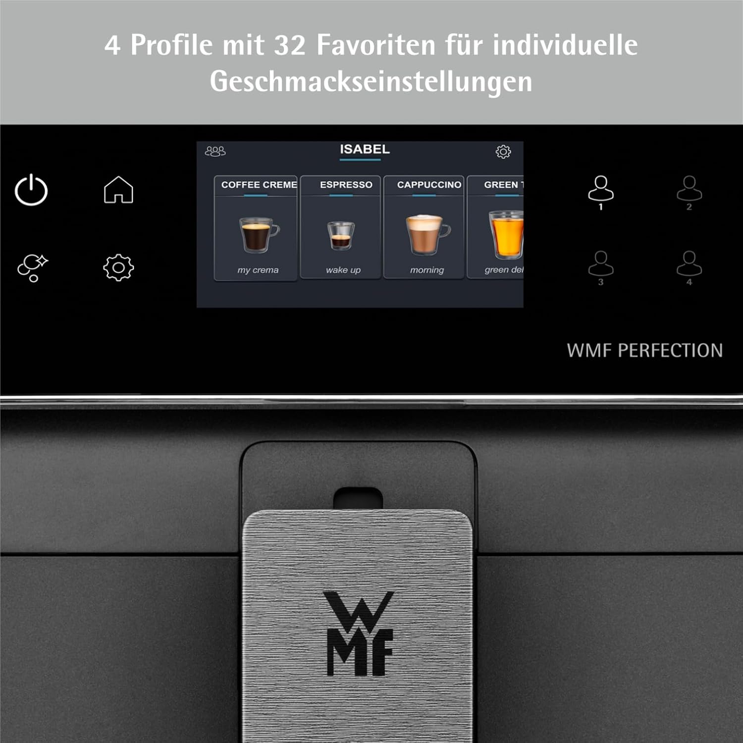 WMF Perfection 740L Kaffeevollautomat mit Milchsystem,15 Getränkespezialitäten, Double Thermoblock, Edelstahl-Mahlwerk, Nutzerprofil Speicherung