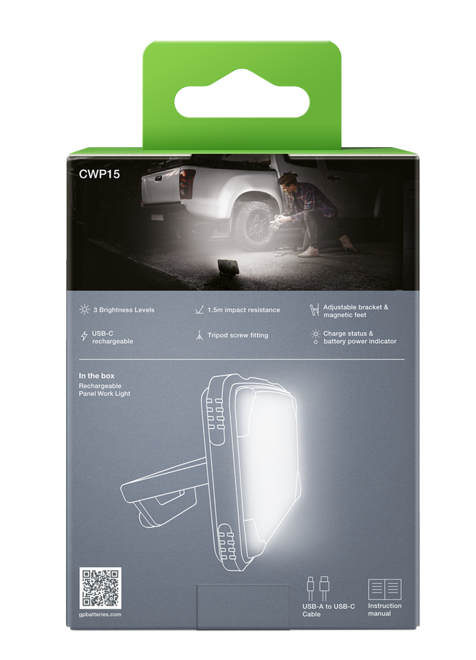 GP - Discovery Rechargable Panel Work Light, CWP15, 1200 lumens
