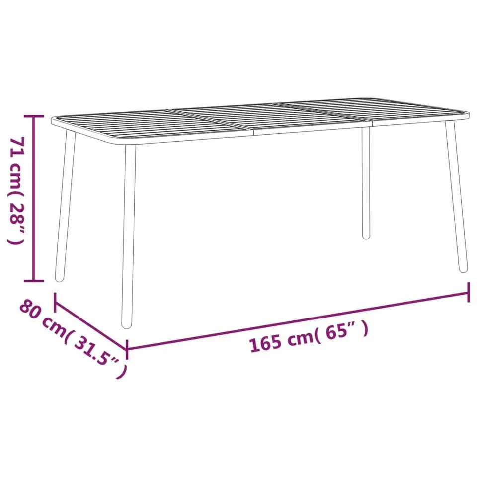 vidaXL - Tuintafel - Antraciet - Staal - 165 x 80 x 71 cm