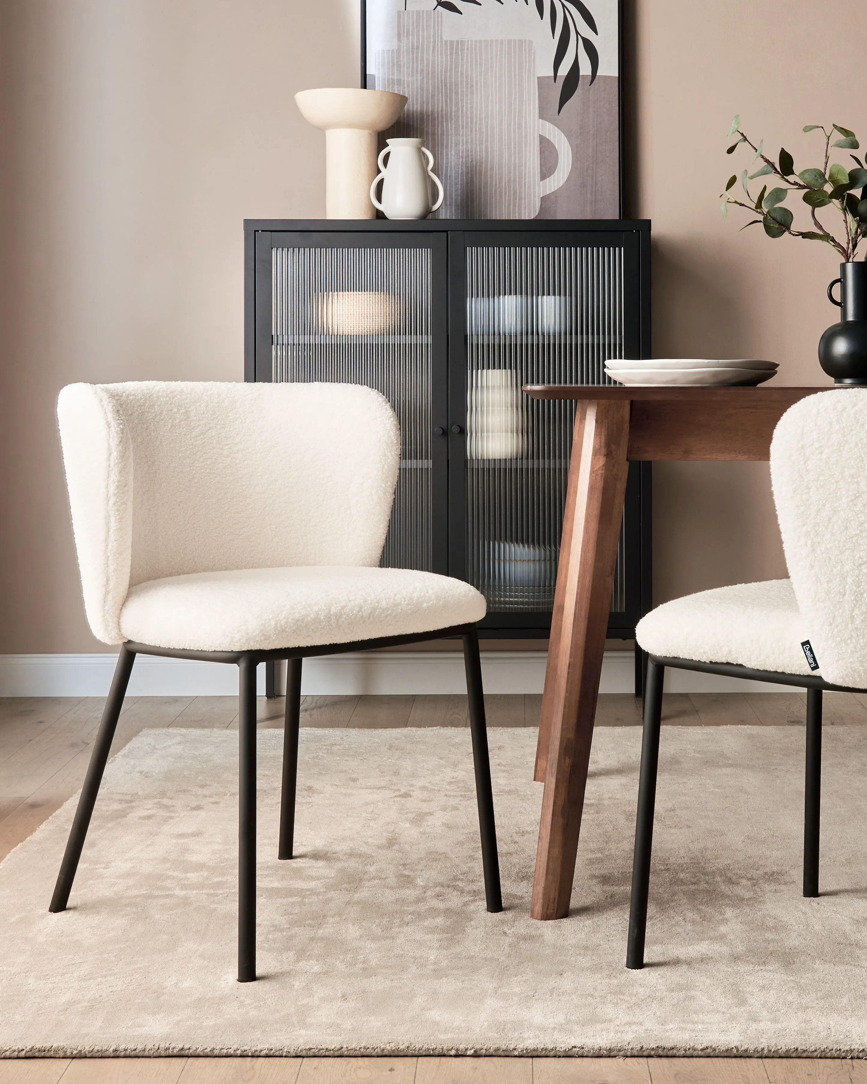 Set van 2 eetkamerstoelen MINA Bouclé Gebroken wit