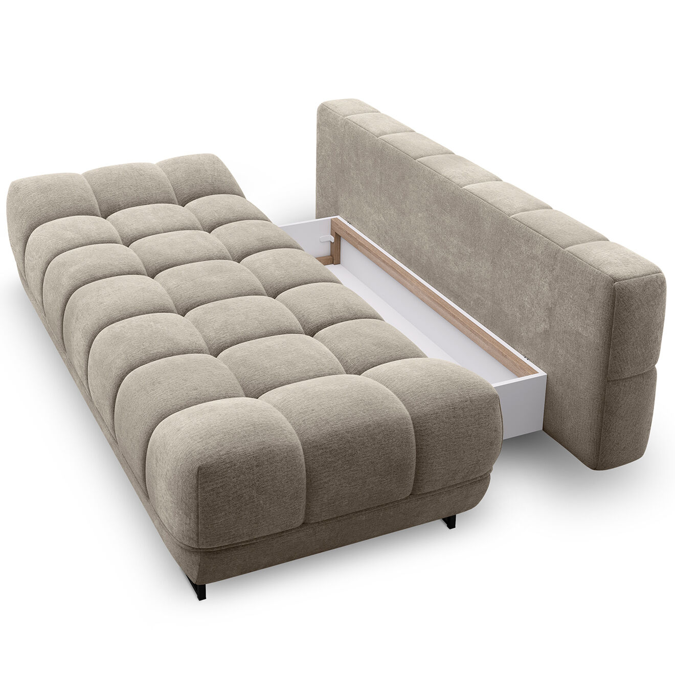 Windsor & Co Canapé convertible avec coffre de rangement Cirrus beige - 215x112x90 cm