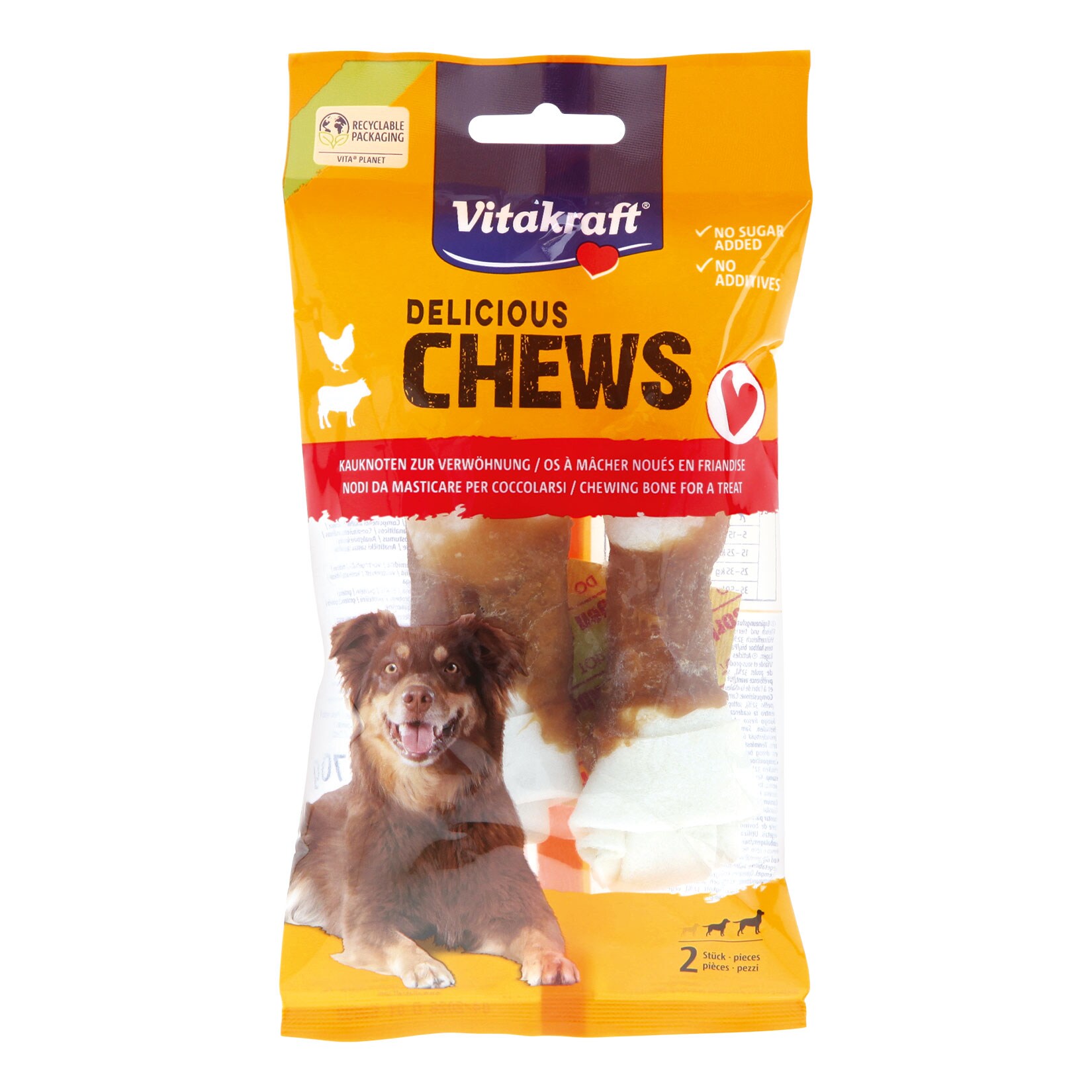 Vitakraft Delicious Chews Kauknoten Huhn M, 70 g , 9er Pack