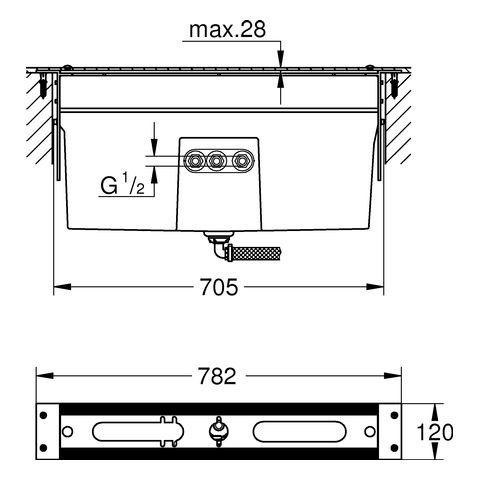 Grohe inbouwdeel voor 4/5-gats badrandcombinatie