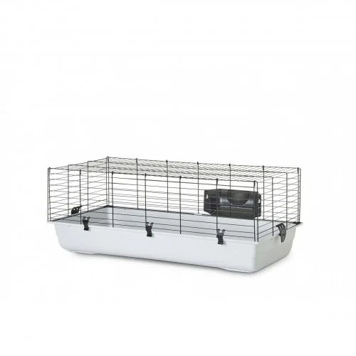 Gaiola Savic para coelhos com 100 compartimentos e comedouro.