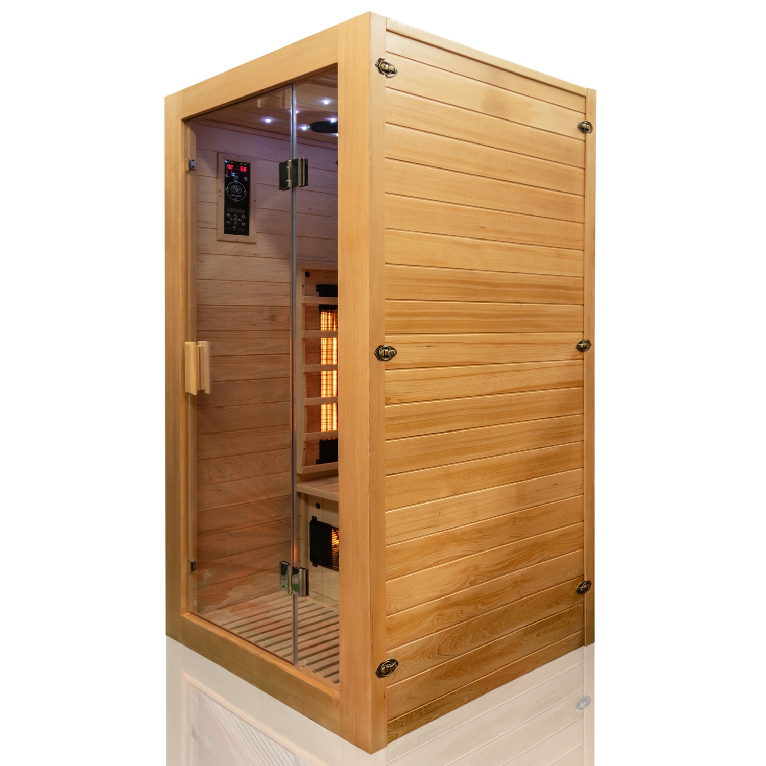 Dewello® Infrarotkabine Infrarotsauna MILTON 90cm x 90cm inkl. 4 Vollspektrumstrahler, Bodenstrahler, 1 Person, LED