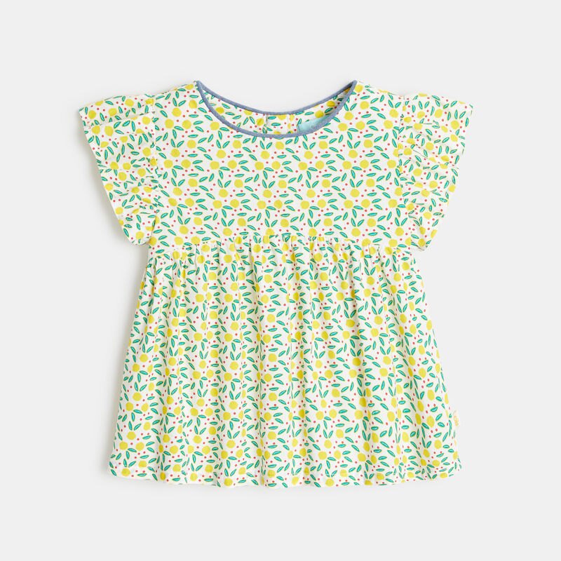 Blouse imprimée et bloomer denim jaune bébé fille Jaune