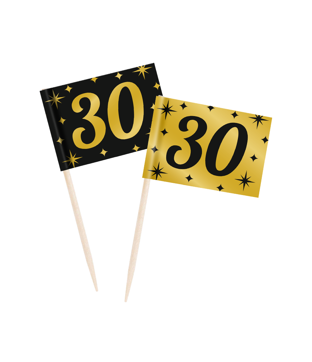 Cocktailprikkers 30 Jaar 6,5cm 50st
