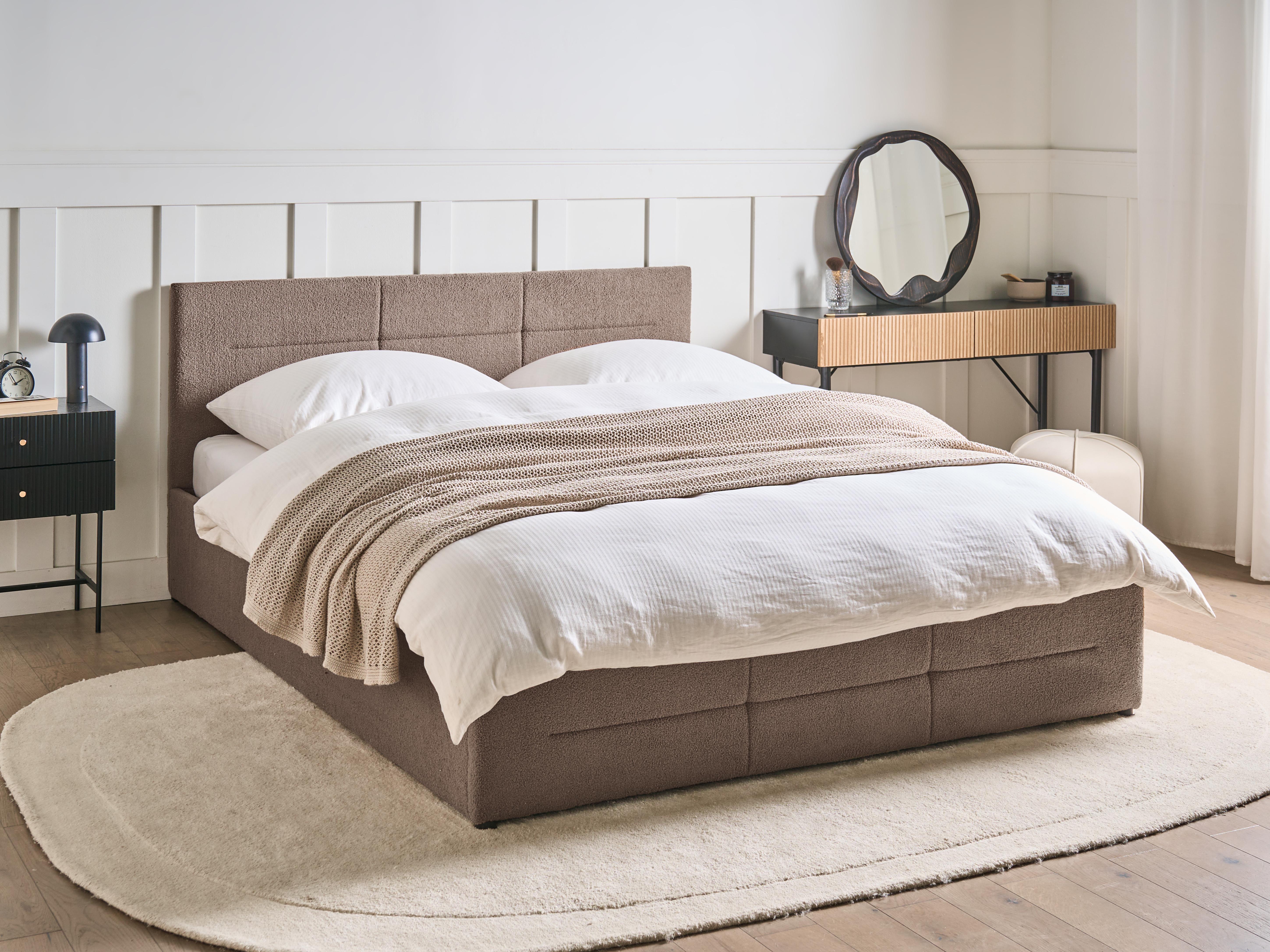 Bed met opbergruimte Bouclé MASSOGNES 160 x 200 cm Taupe