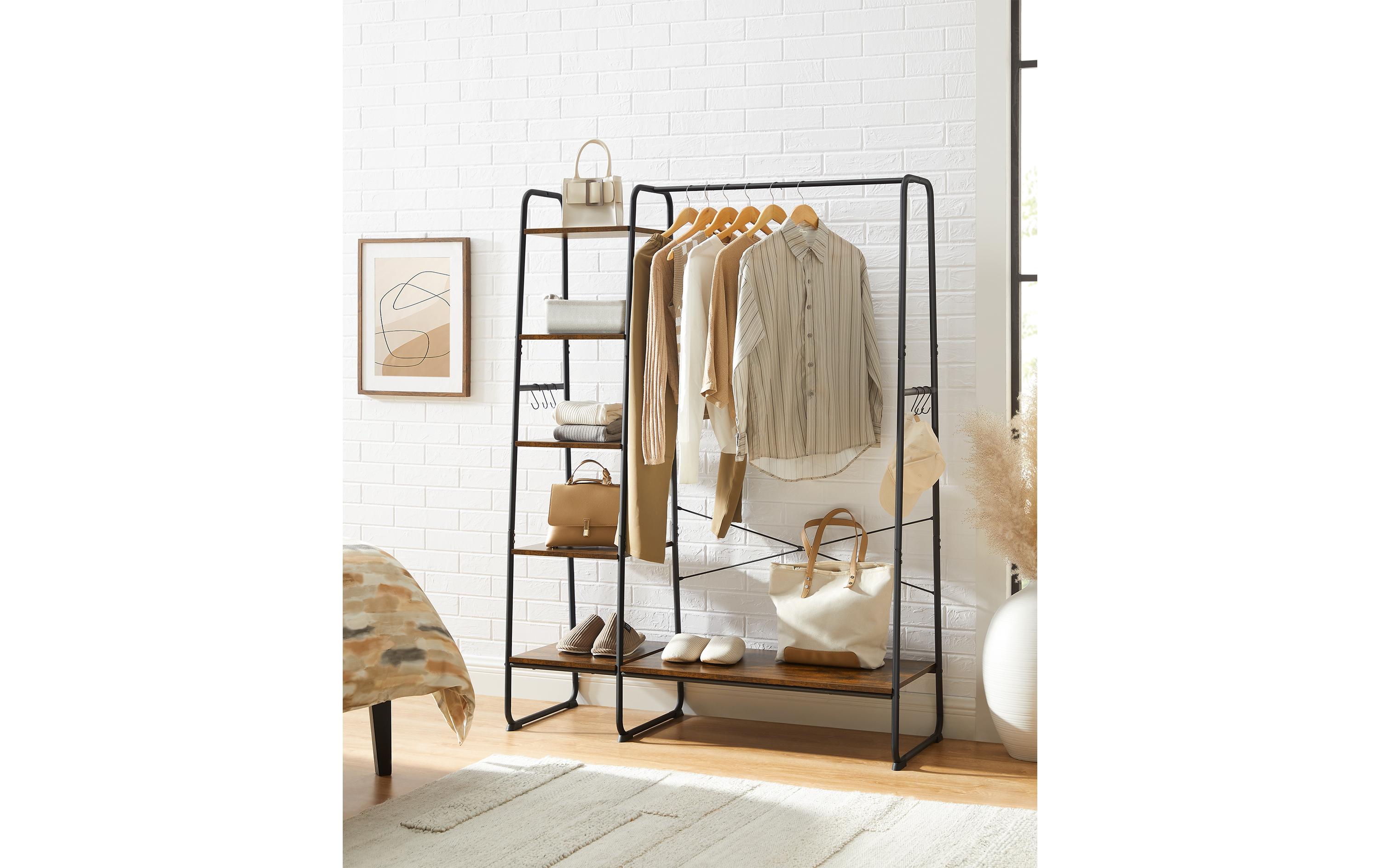 Garderobe mit 5 Ebenen 120 x 160 cm, Braun/SchwarzKleiderständer