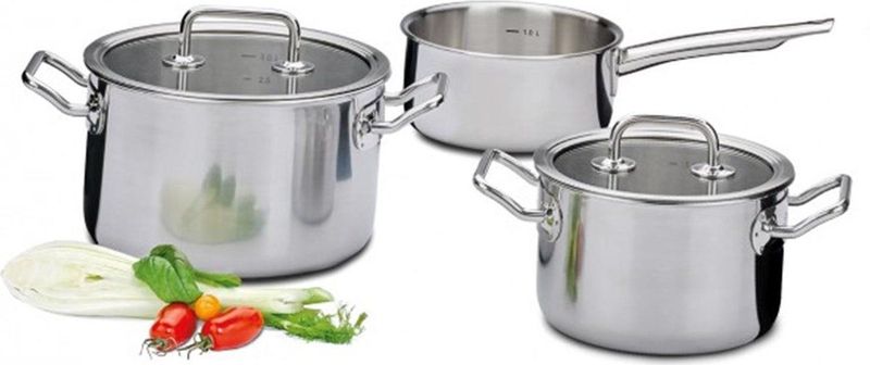 Spring Brigade Premium Pannenset met Glasdeksels, 3-delig