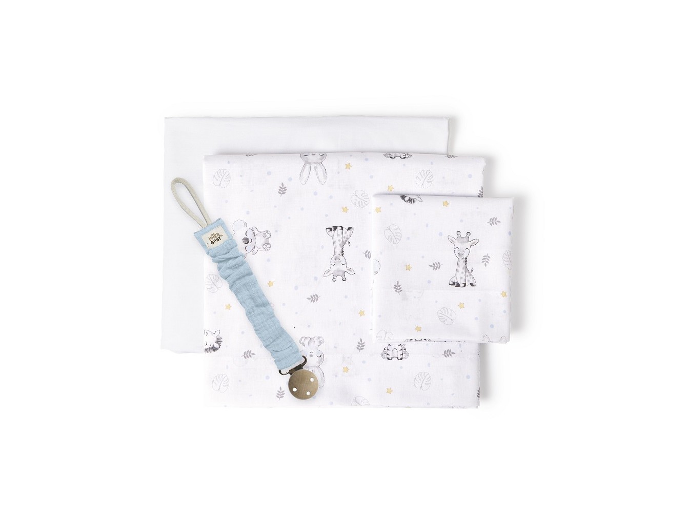 CONJUNTO DE LENÇOIS CAMA INTERBABY ESTAMPADO BRANCO/AZUL 60X120CM