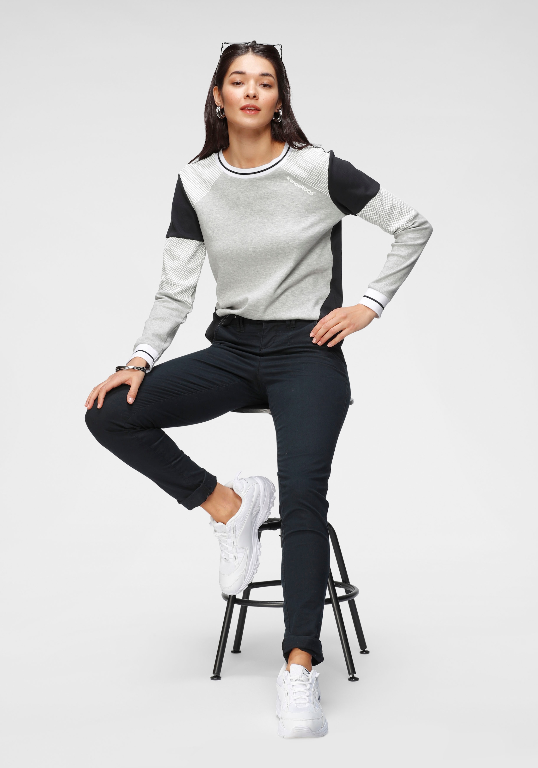 KangaROOS Sweatshirt , Langarm,  figurbetonte Passform,  Colourblocking,  aus Baumwolle