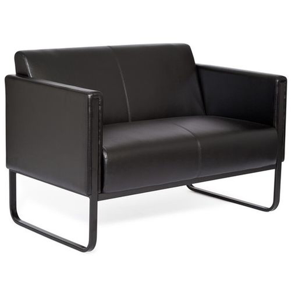 Lounge Sofa BALI BLACK Kunstleder mit Armlehnen hjh OFFICE