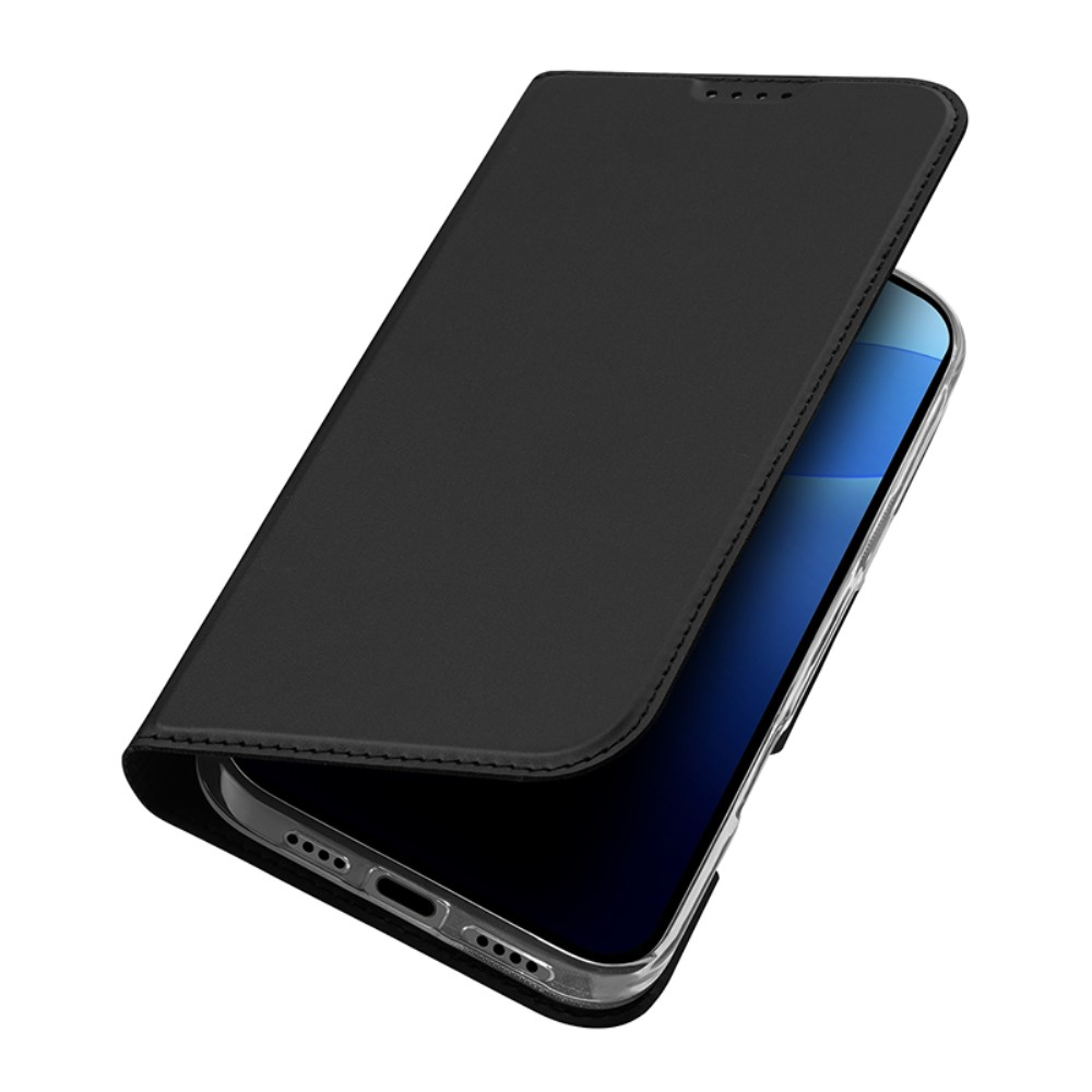 iPhone 16 Pro Flip Wallet Cover Leder Tasche - Schwarz