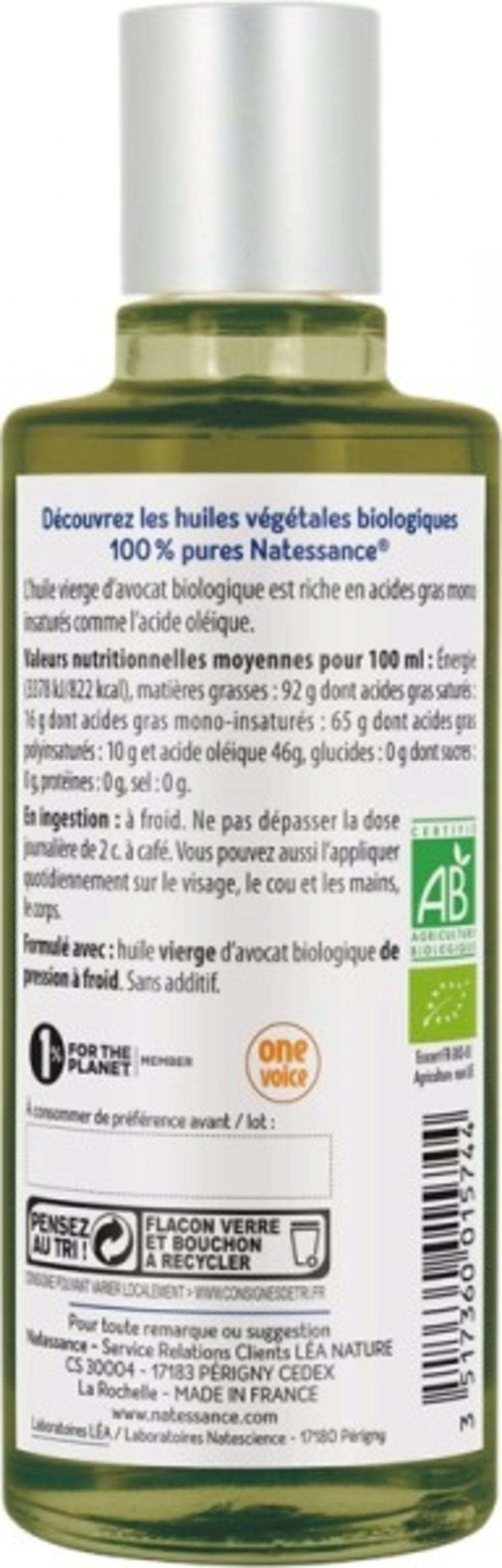 Natessance  Bio Avocadoöl, 100 ml
