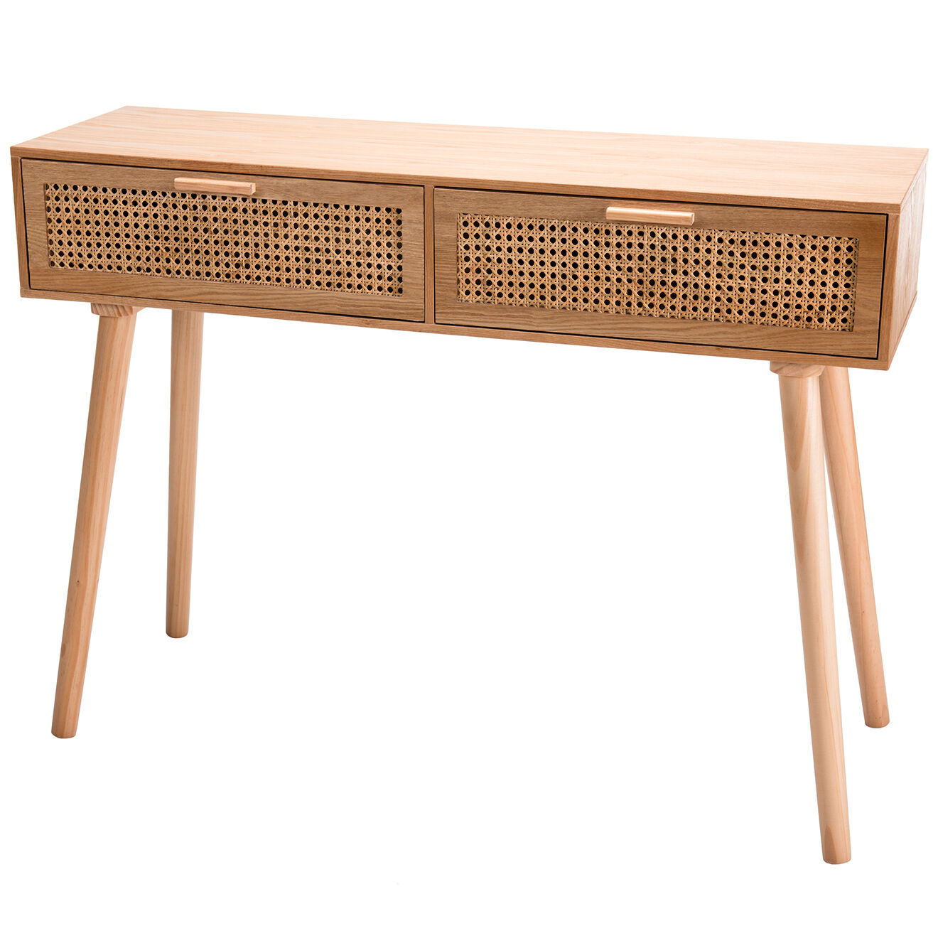 Macabane Console Rodrigo 2 Tiroirs Bois Clair - 110x33x81.5 cm