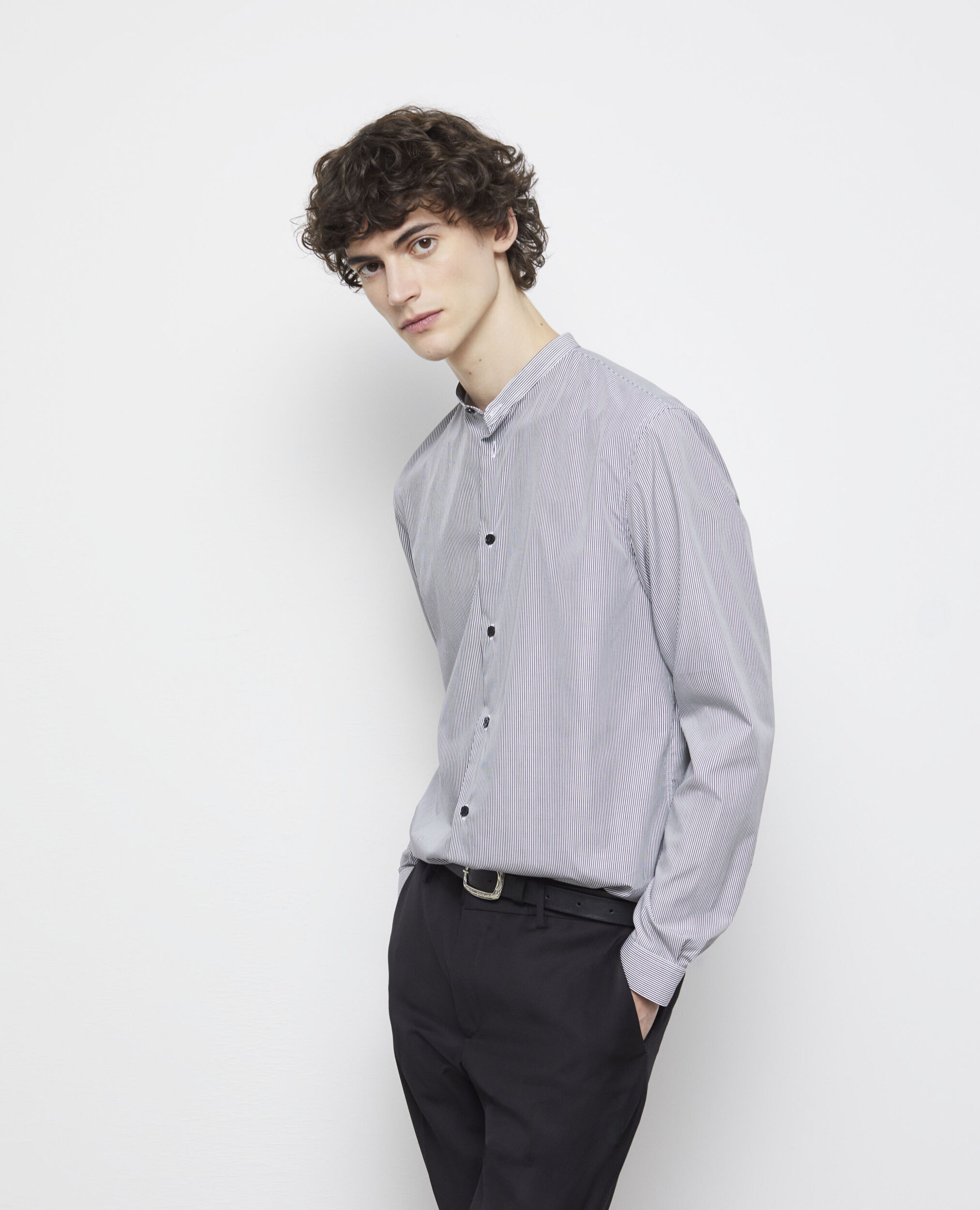 Chemise col officier slim à rayures