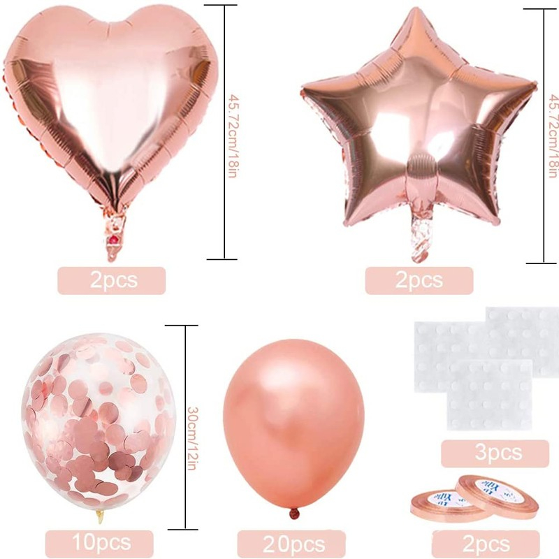 (40-tlg. Set) Just Married Ballon Girlande Hochzeits Party Deko   Latex Ballon mit Konfetti - Roségold