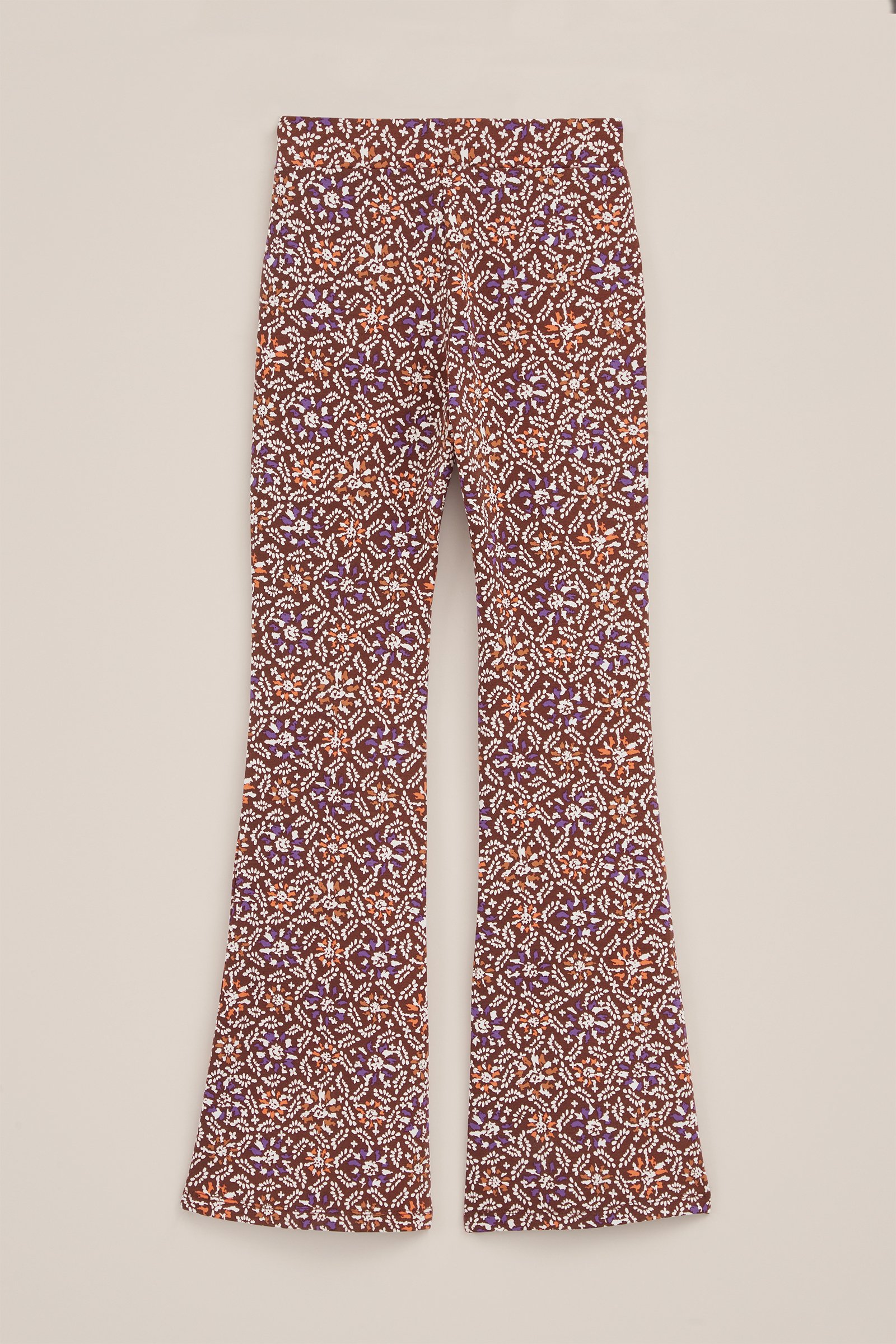 Meisjes flared legging met dessin WE Fashion Roestbruin