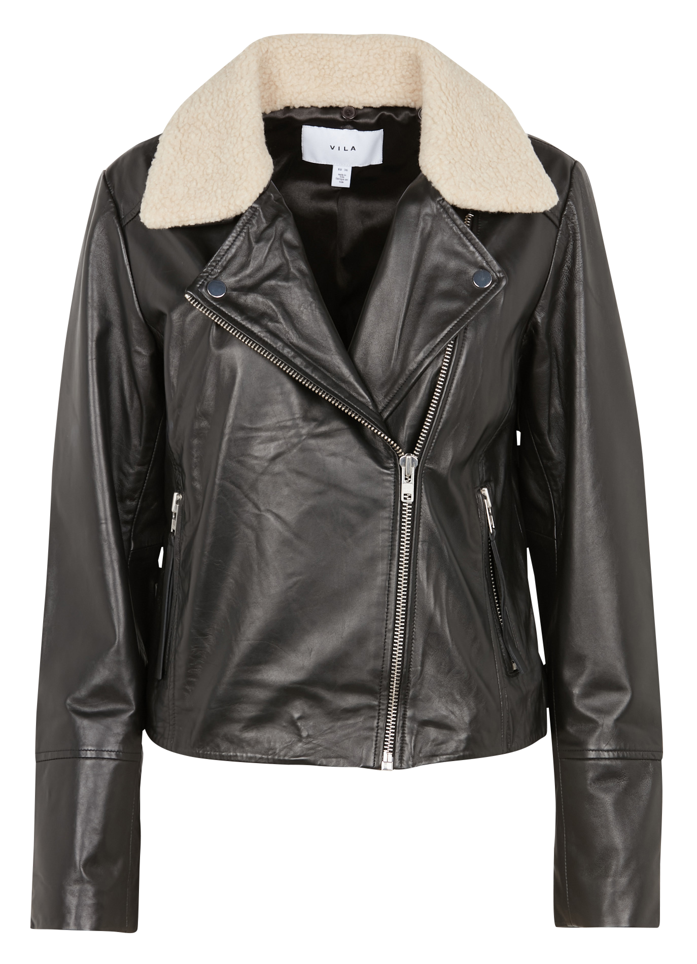 KATLA - Blouse court en cuir d'agneau | Noir