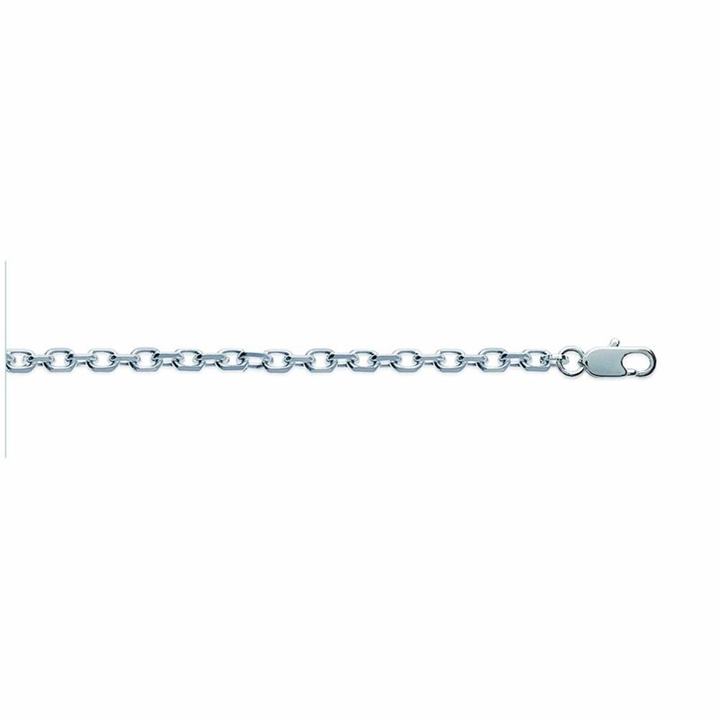 Chaine Mixte - Argent 925 - Chaîne forçat diamantée - Largeur : 3,2 mm - Longueur : 50 cm