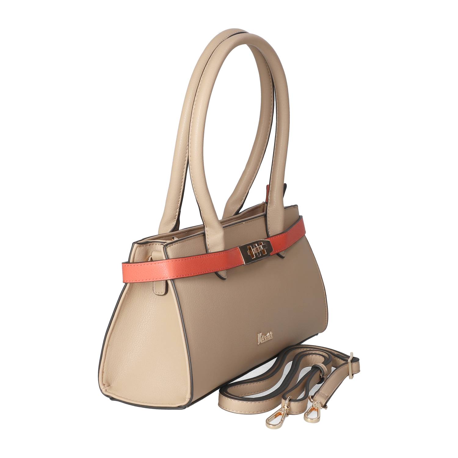 Kaerlek Schultertasche - taupe/coral