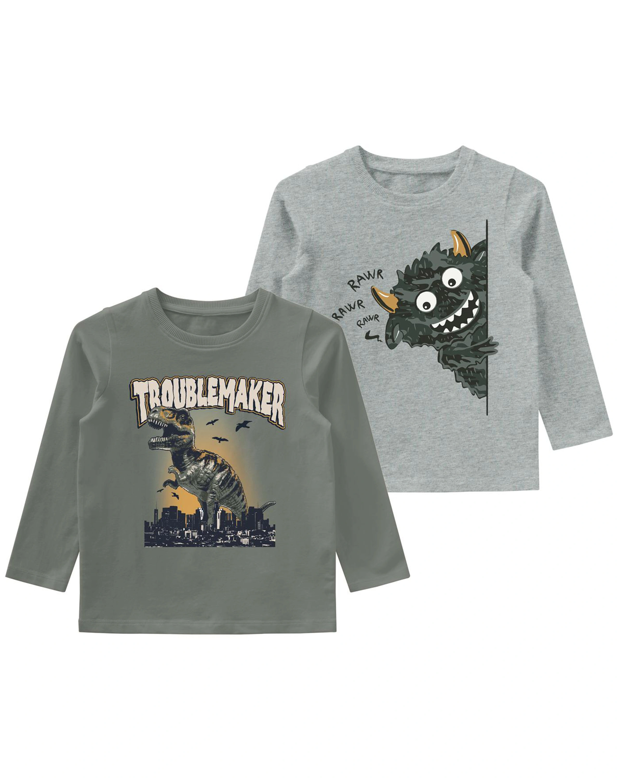 Langarmshirt NMMVUX 2er-Pack in grey melange